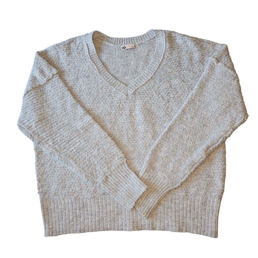 NWT SO Gray Women's V Neck Sweater Top size XL - Picture 4 of 11